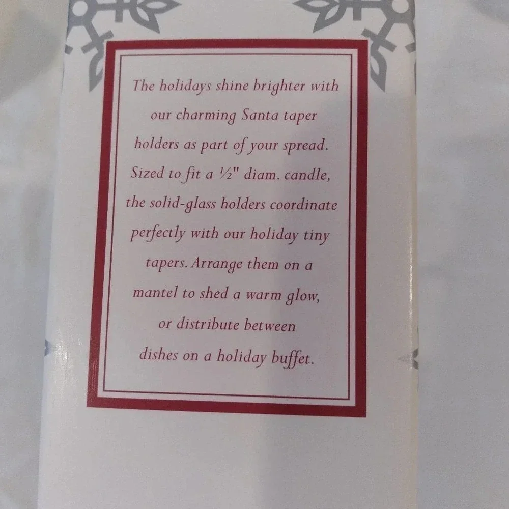 Williams Sonoma Santa Glass Taper Candle Holders Set of 4